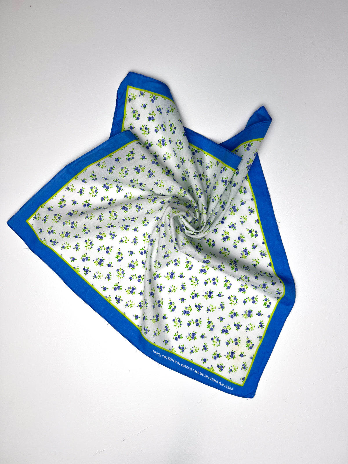 Ditsy Floral Bandana in Blue, White & Lime Green