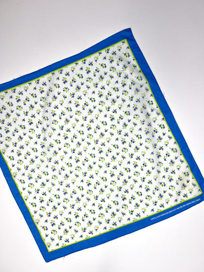Ditsy Floral Bandana in Blue, White & Lime Green