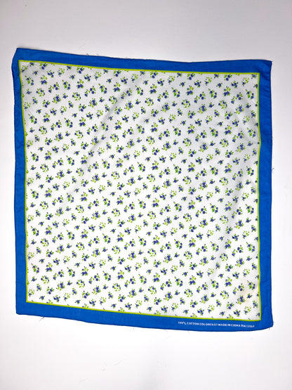 Ditsy Floral Bandana in Blue, White & Lime Green