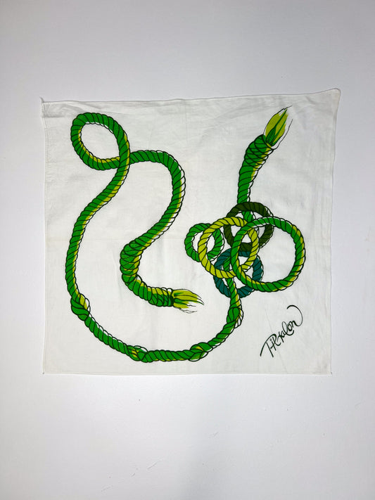 Vintage Rope Snake White & Green Bandana - Marked