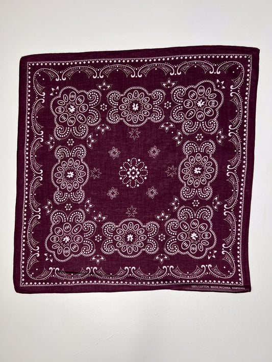 Burgundy Paisley Print Square Bandana