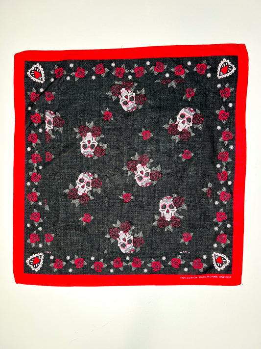 Skull & Roses Black & Pink Bandana