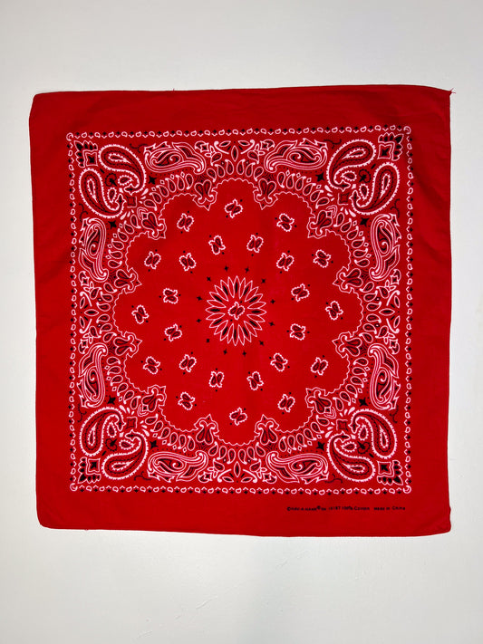Red, White & Black Paisley Print Square Bandana