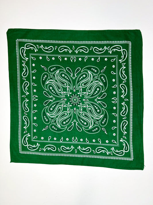 Green & White Paisley Border Print Bandana