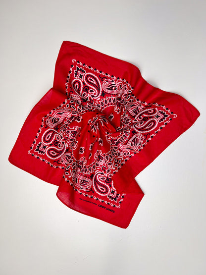 Red White & Black Paisley Print Bandana