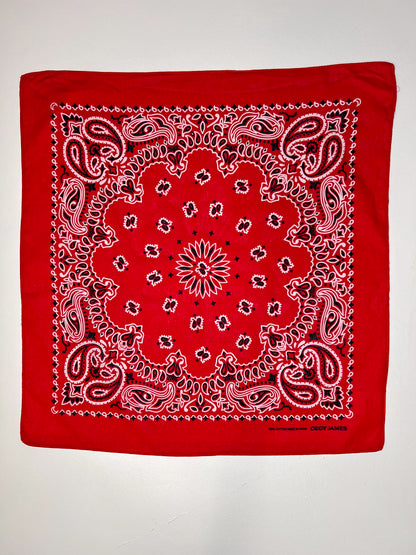 Red White & Black Paisley Print Bandana