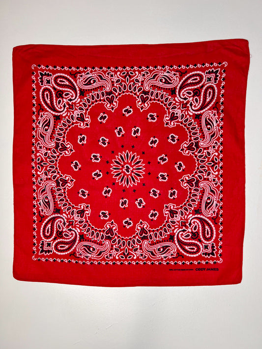 Red White & Black Paisley Print Bandana