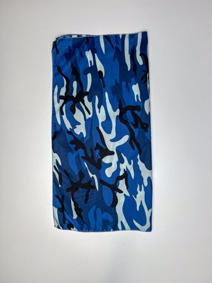 Blue Camouflage Print Bandana - Wonky