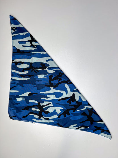 Blue Camouflage Print Bandana - Wonky