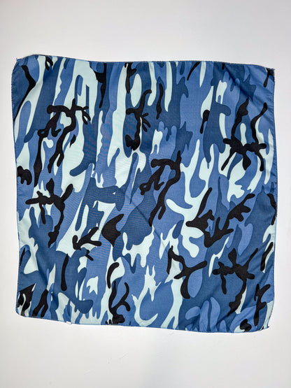 Blue Camouflage Print Bandana - Wonky