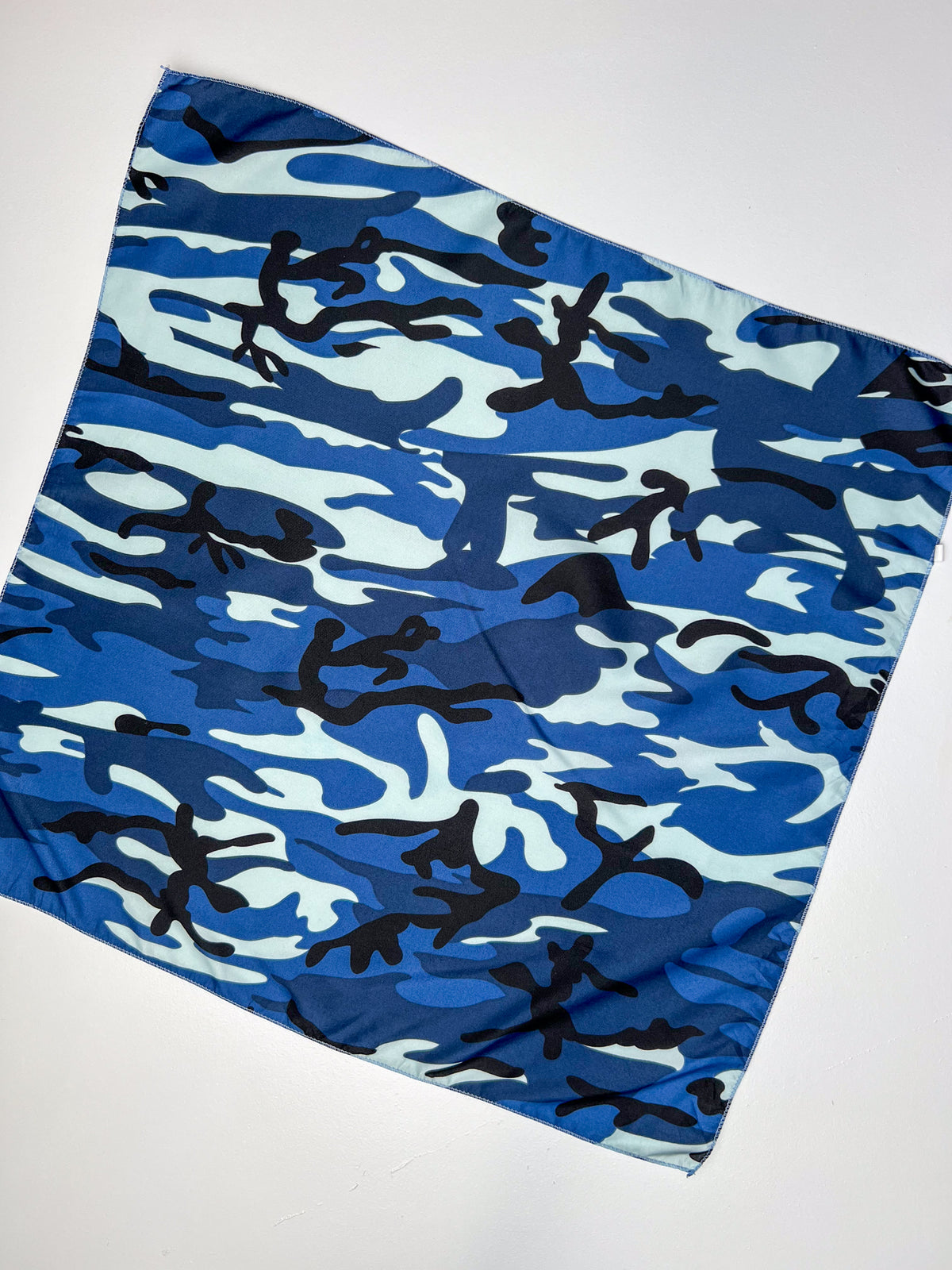 Blue Camouflage Print Bandana - Wonky