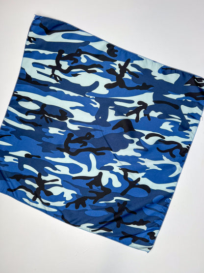 Blue Camouflage Print Bandana - Wonky