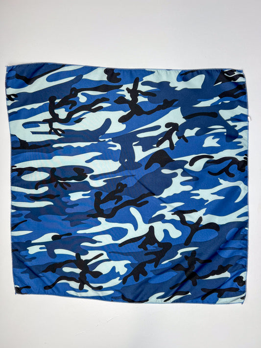 Blue Camouflage Print Bandana - Wonky