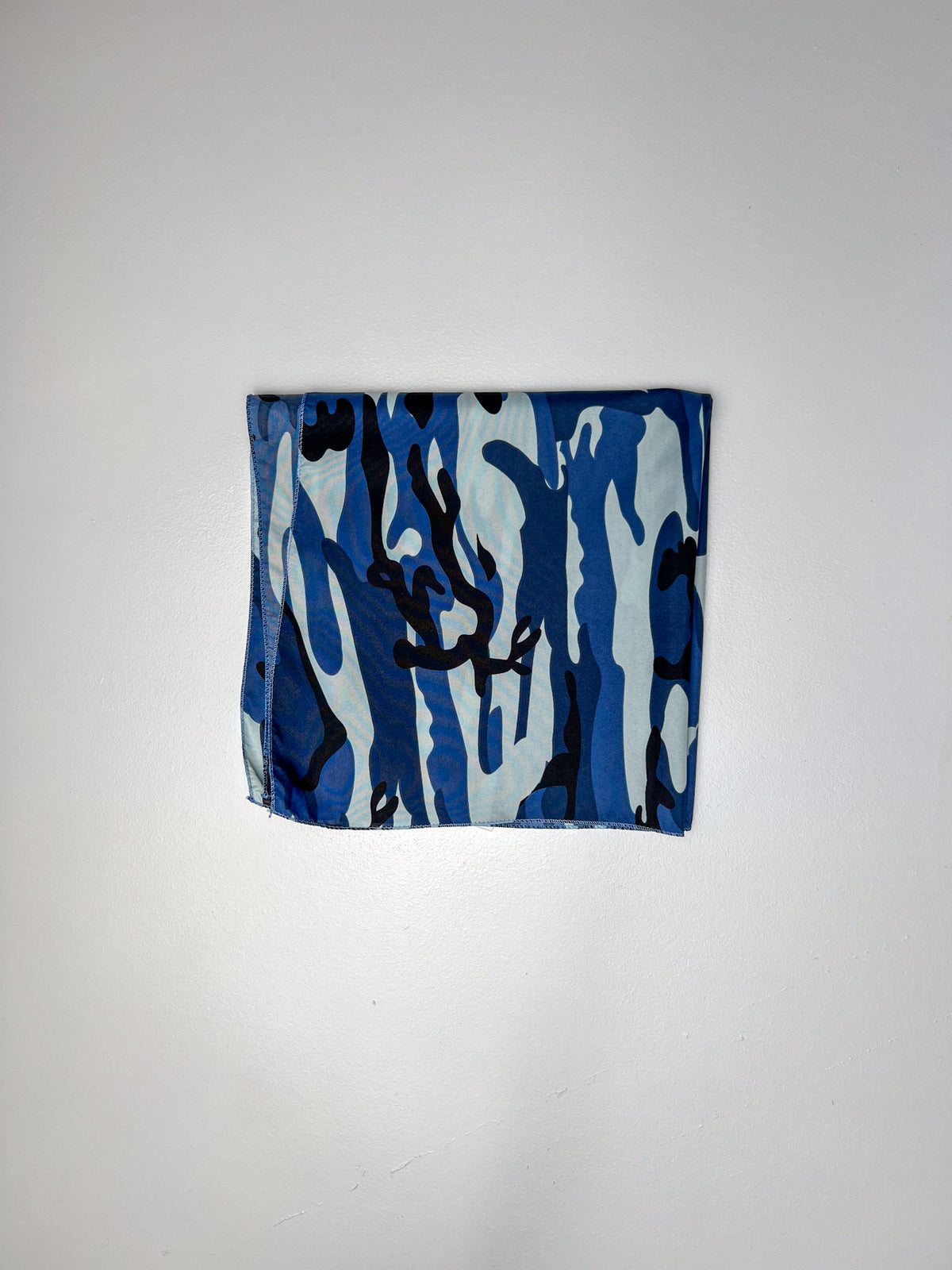 Blue Camouflage Print Bandana - Wonky