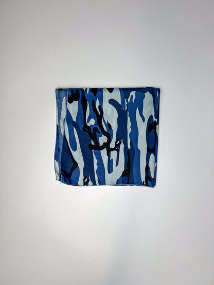 Blue Camouflage Print Bandana - Wonky