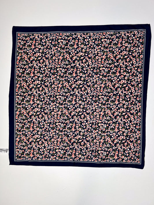 Navy & Coral Pink Floral Vintage Bandana