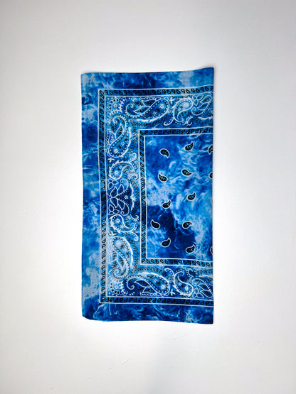 Blue & White Tie Dye Paisley Print Bandana