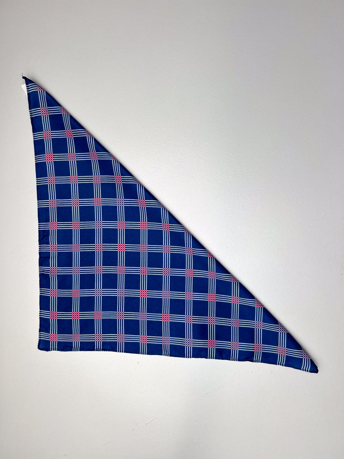 Blue Pink & White Check Print Bandana