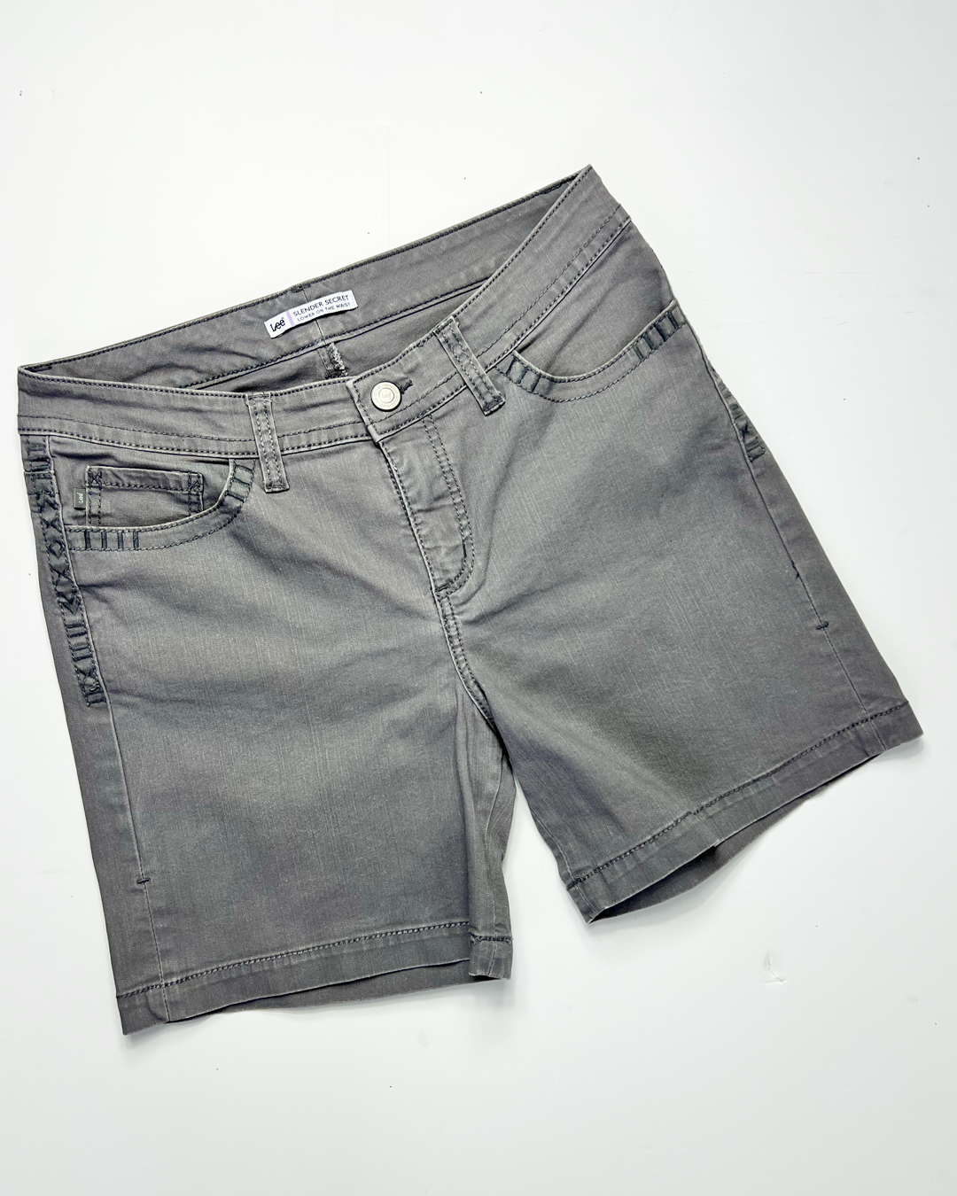 Lee Slender Secrets Grey Denim Midi Shorts - UK 12