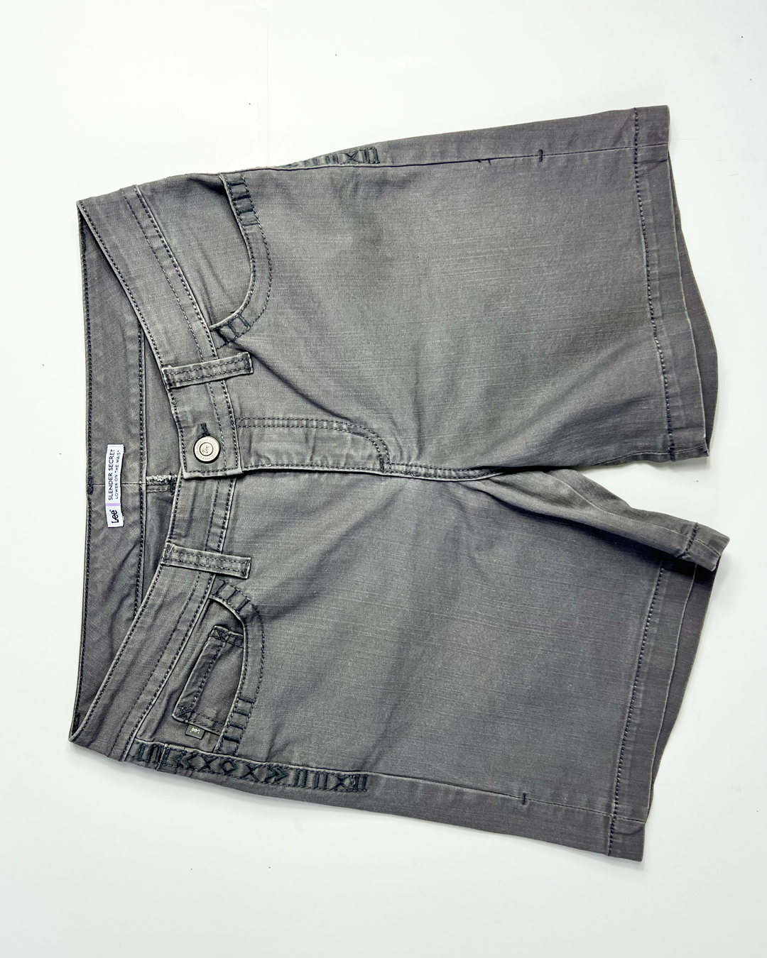 Lee Slender Secrets Grey Denim Midi Shorts - UK 12
