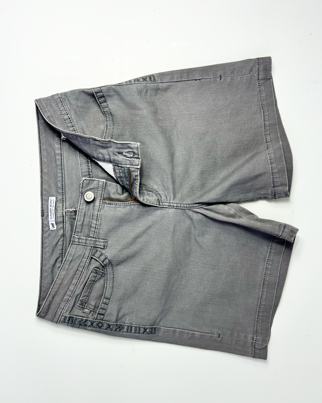 Lee Slender Secrets Grey Denim Midi Shorts - UK 12