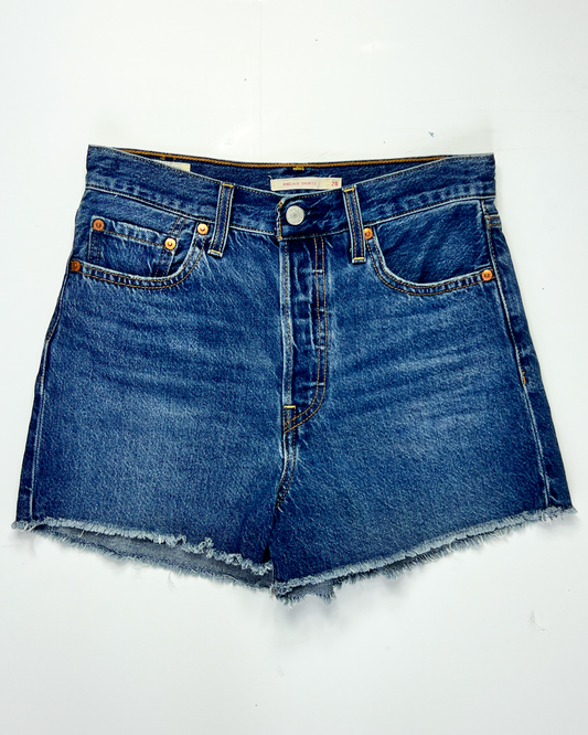 Levi's Dark Blue Ribcage Short Denim Shorts - UK 8