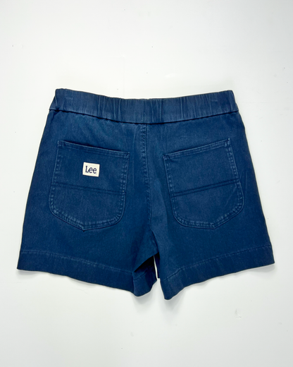 Lee Navy Relaxed Fit Denim Midi Shorts - UK10