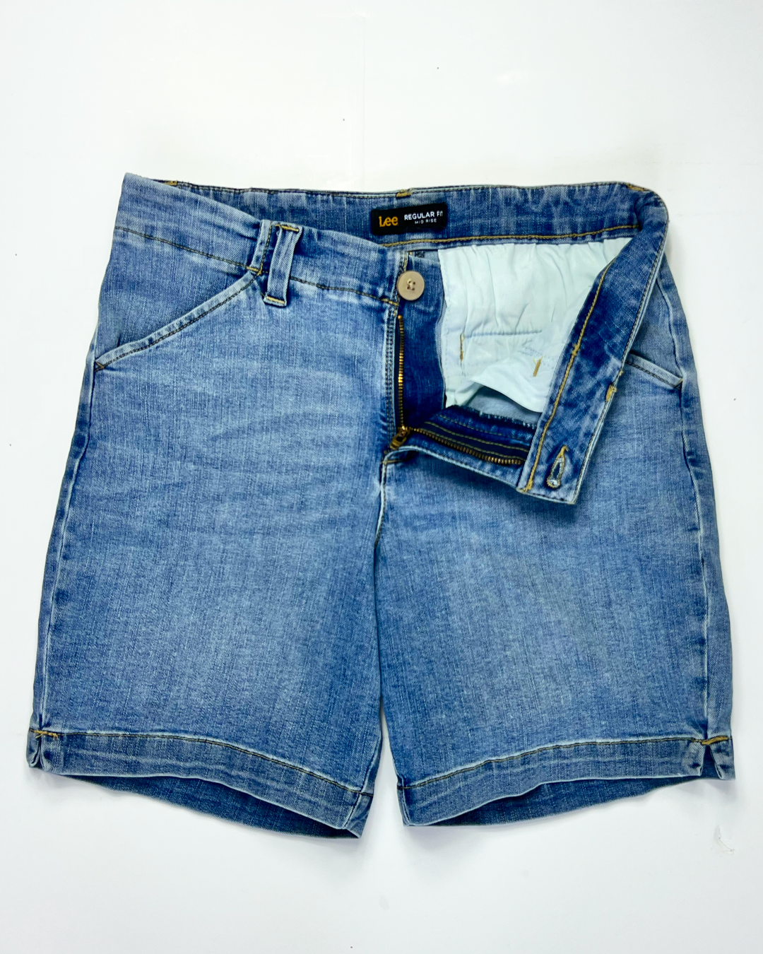Lee Regular Fit Light Blue Denim Denim Shorts - UK 10