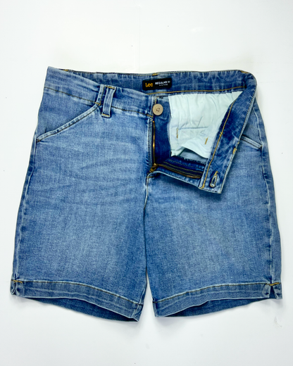 Lee Regular Fit Light Blue Denim Denim Shorts - UK 10