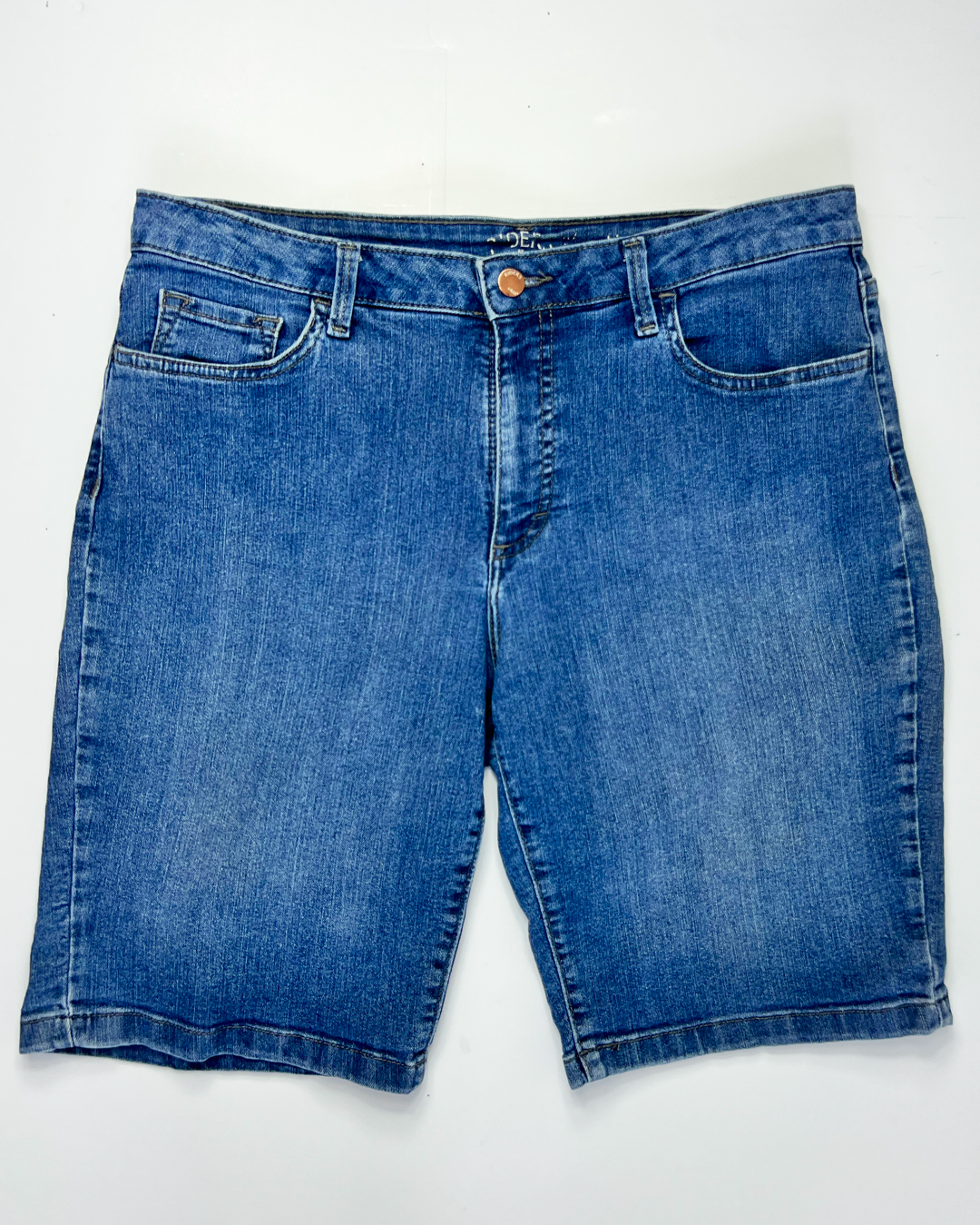 Lee Riders Midrise Mid Blue Denim Midi Shorts - UK14