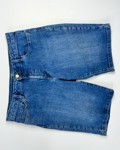 Lee Riders Midrise Mid Blue Denim Midi Shorts - UK14