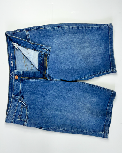 Lee Riders Midrise Mid Blue Denim Midi Shorts - UK14