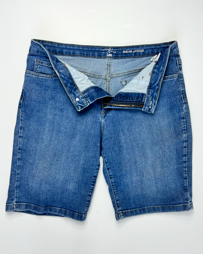 Lee Riders Midrise Mid Blue Denim Midi Shorts - UK14