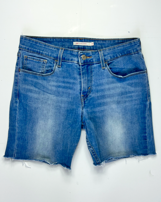 Levi's Light Blue Skinny Fit Midi Denim Shorts - UK 10