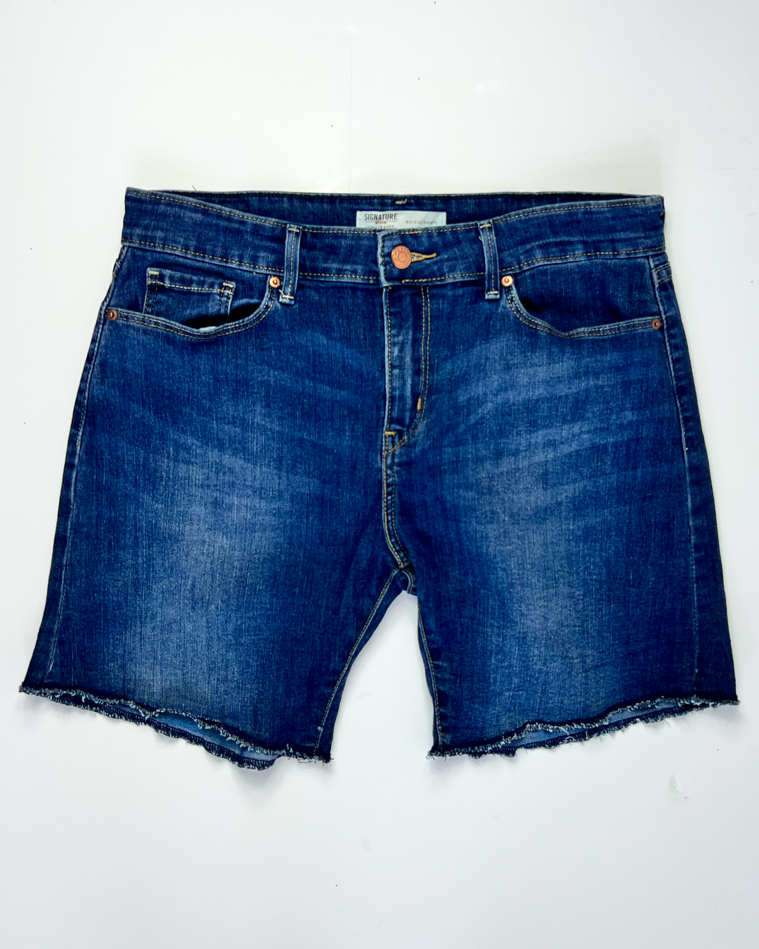 Levi's Dark Blue Signature Denim Midi Shorts - UK8