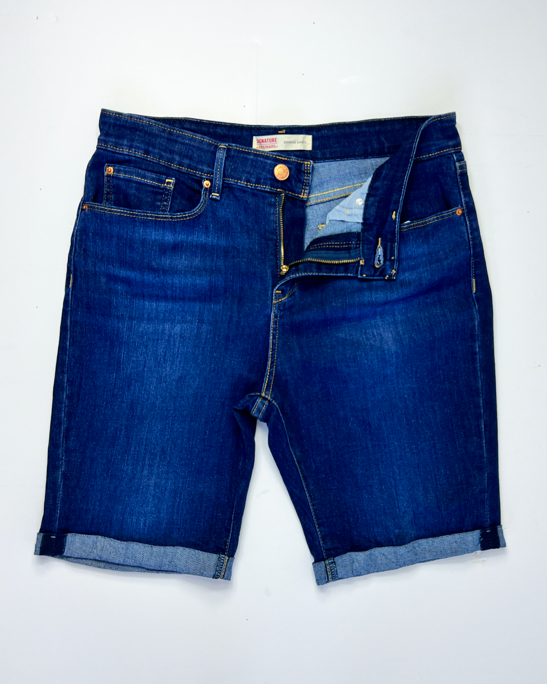 Levi's Dark Blue Signature Denim Bermuda Shorts - UK 10