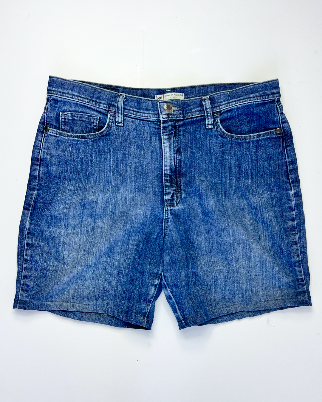 Vintage Lee Mid Blue Denim Midi Short - UK 14