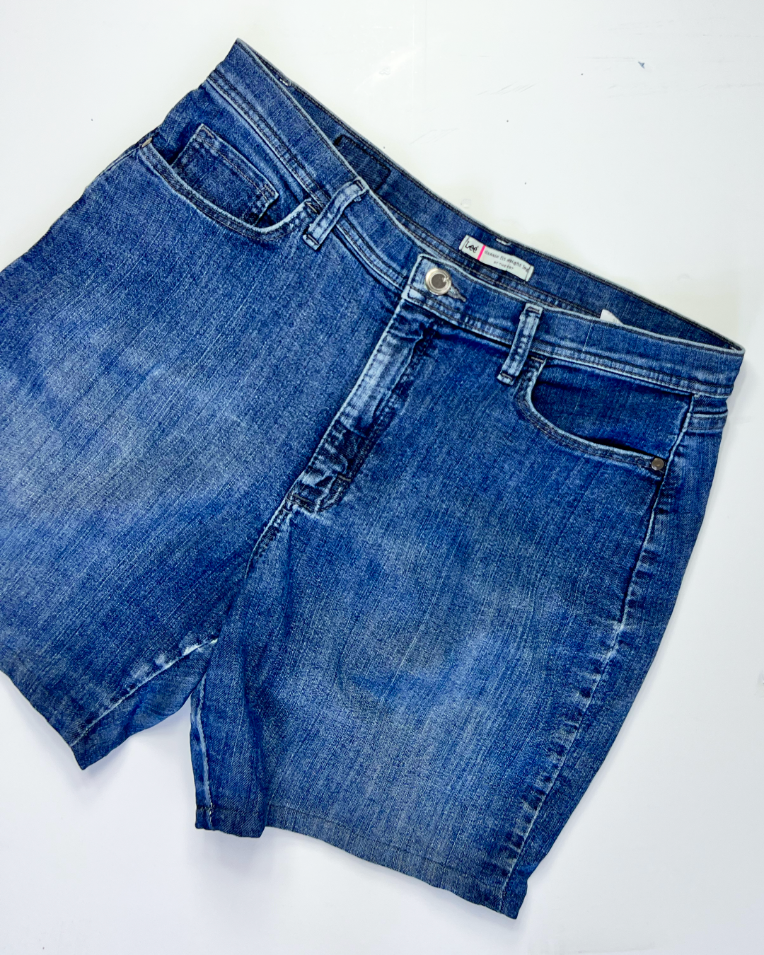 Vintage Lee Mid Blue Denim Midi Short - UK 14