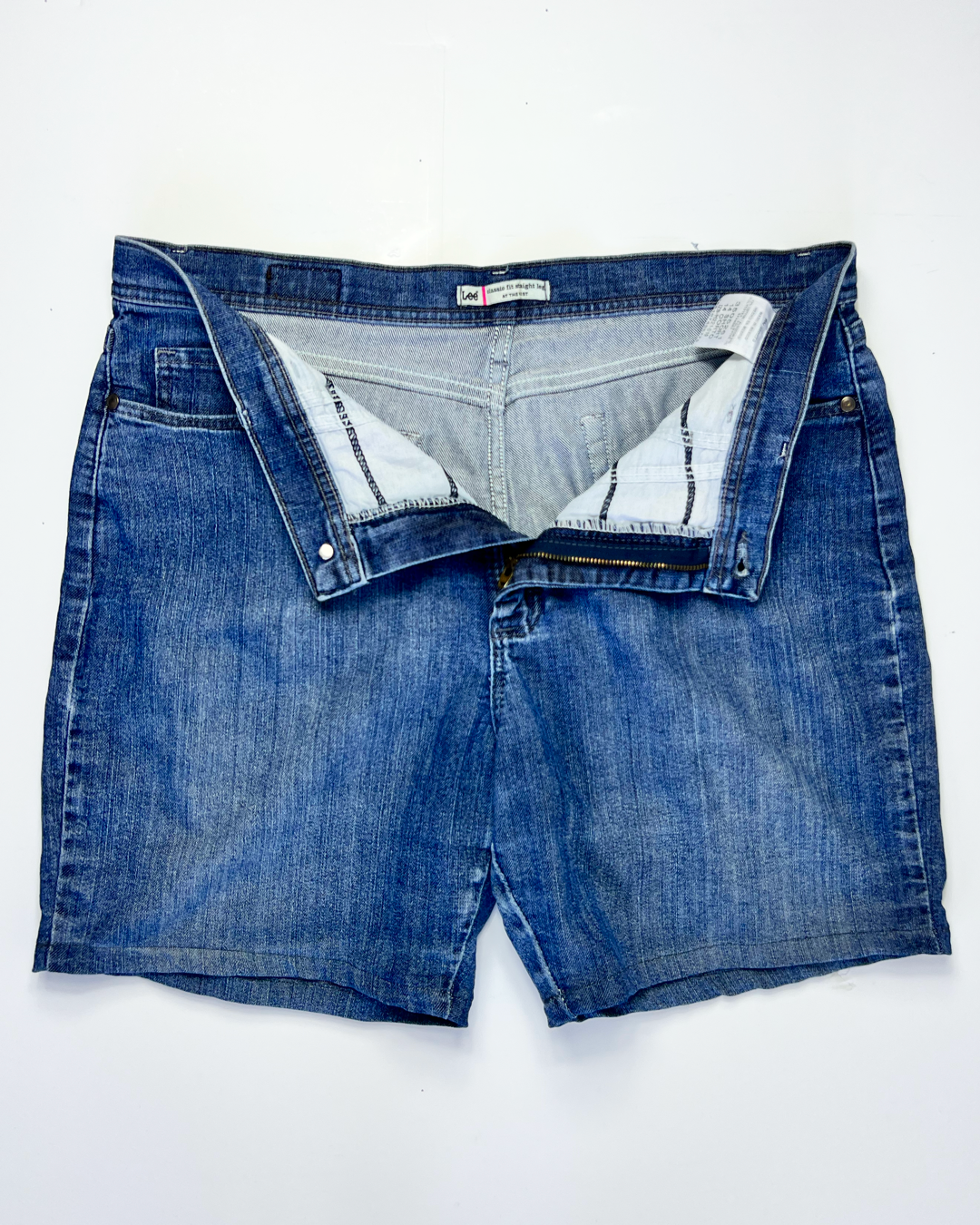 Vintage Lee Mid Blue Denim Midi Short - UK 14