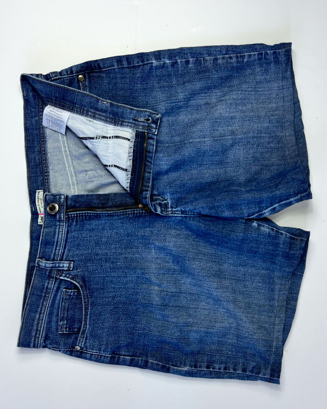 Vintage Lee Mid Blue Denim Midi Short - UK 14