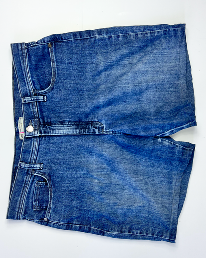 Vintage Lee Mid Blue Denim Midi Short - UK 14