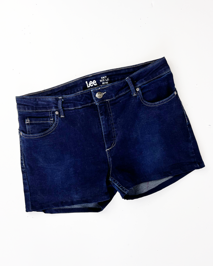 Lee Navy Short Denim Shorts - UK 14