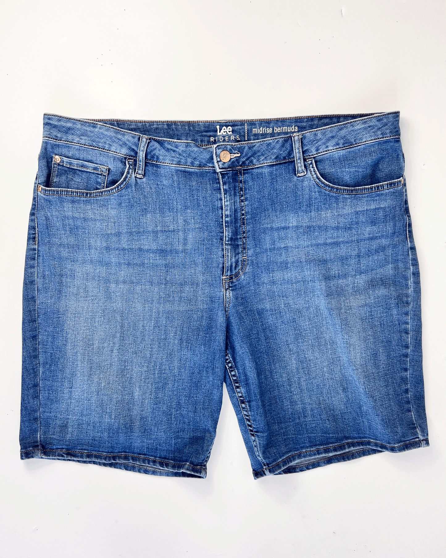 Lee Riders Mid Blue Denim Bermuda Shorts - UK 20