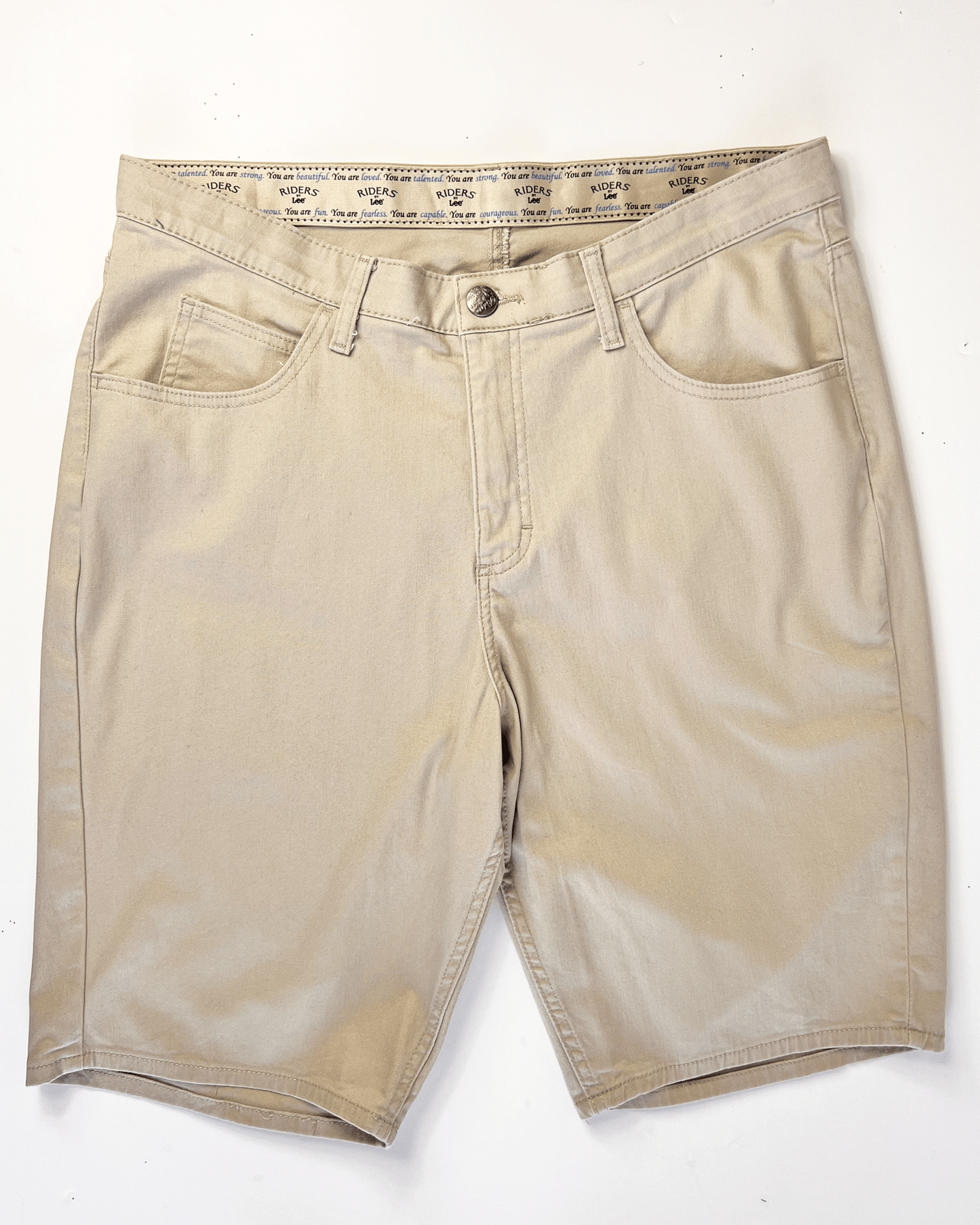 Beige Lee Riders Midi Denim Shorts - UK 16