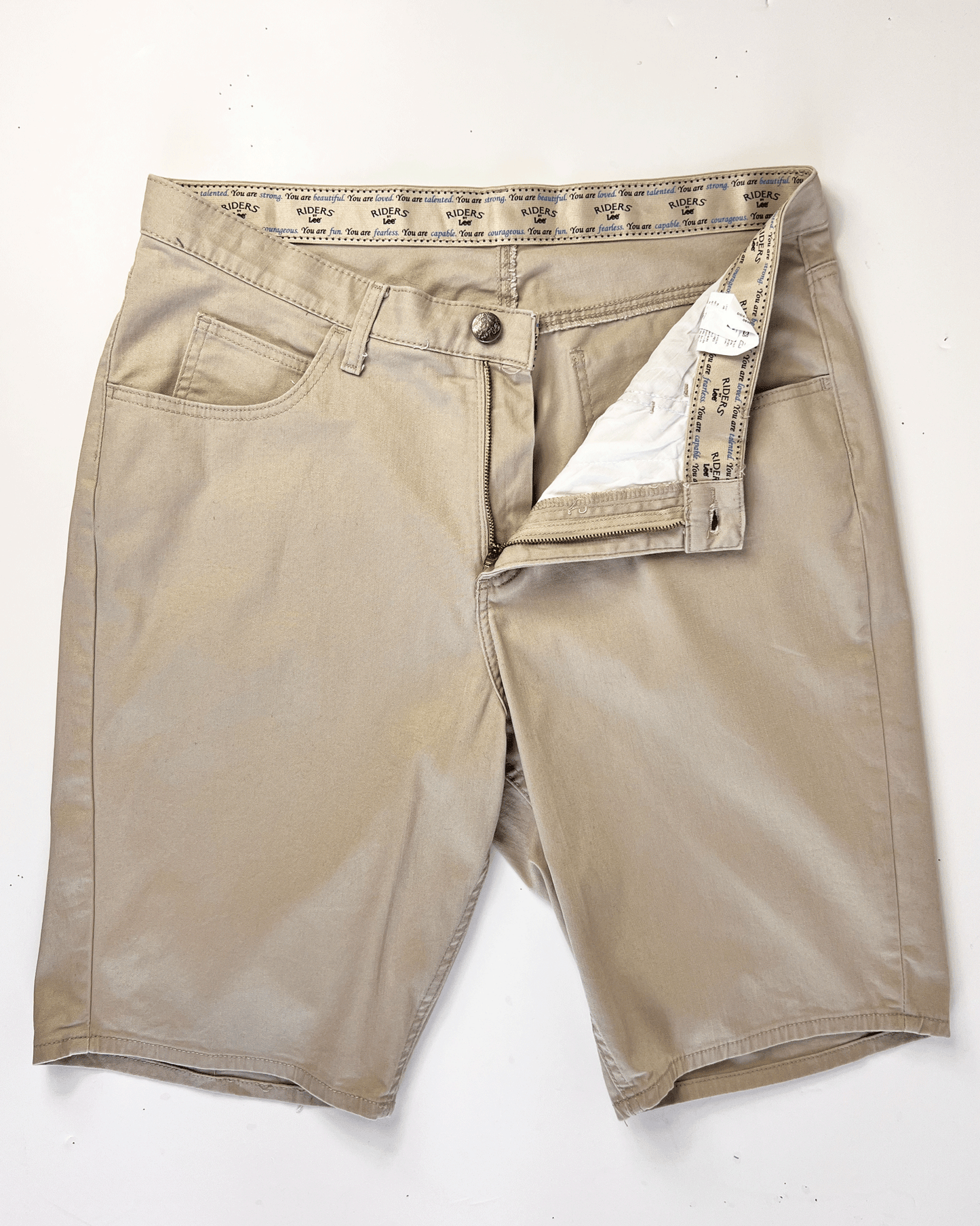 Beige Lee Riders Midi Denim Shorts - UK 16