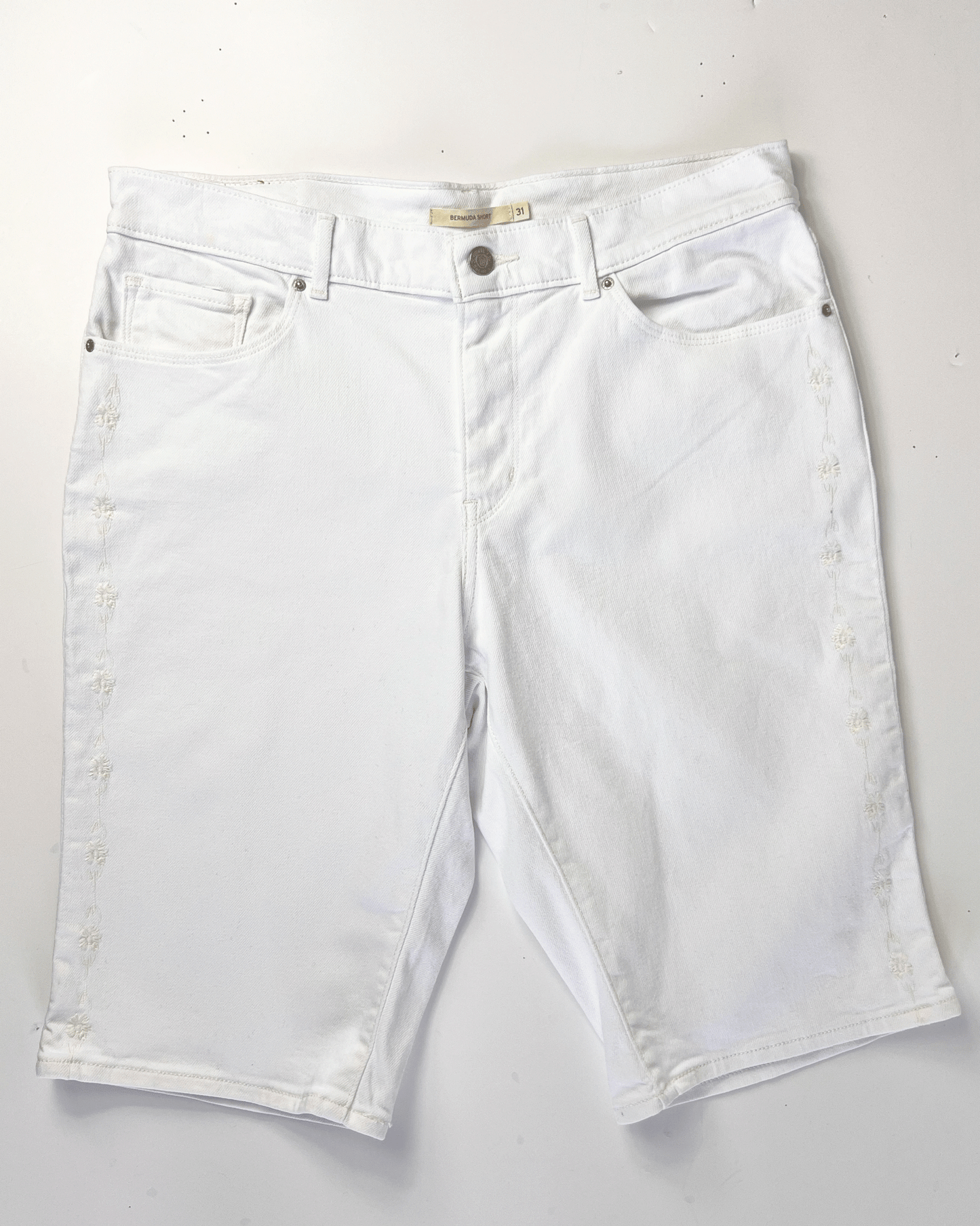 White Levis Denim Bermuda Shorts - UK 12