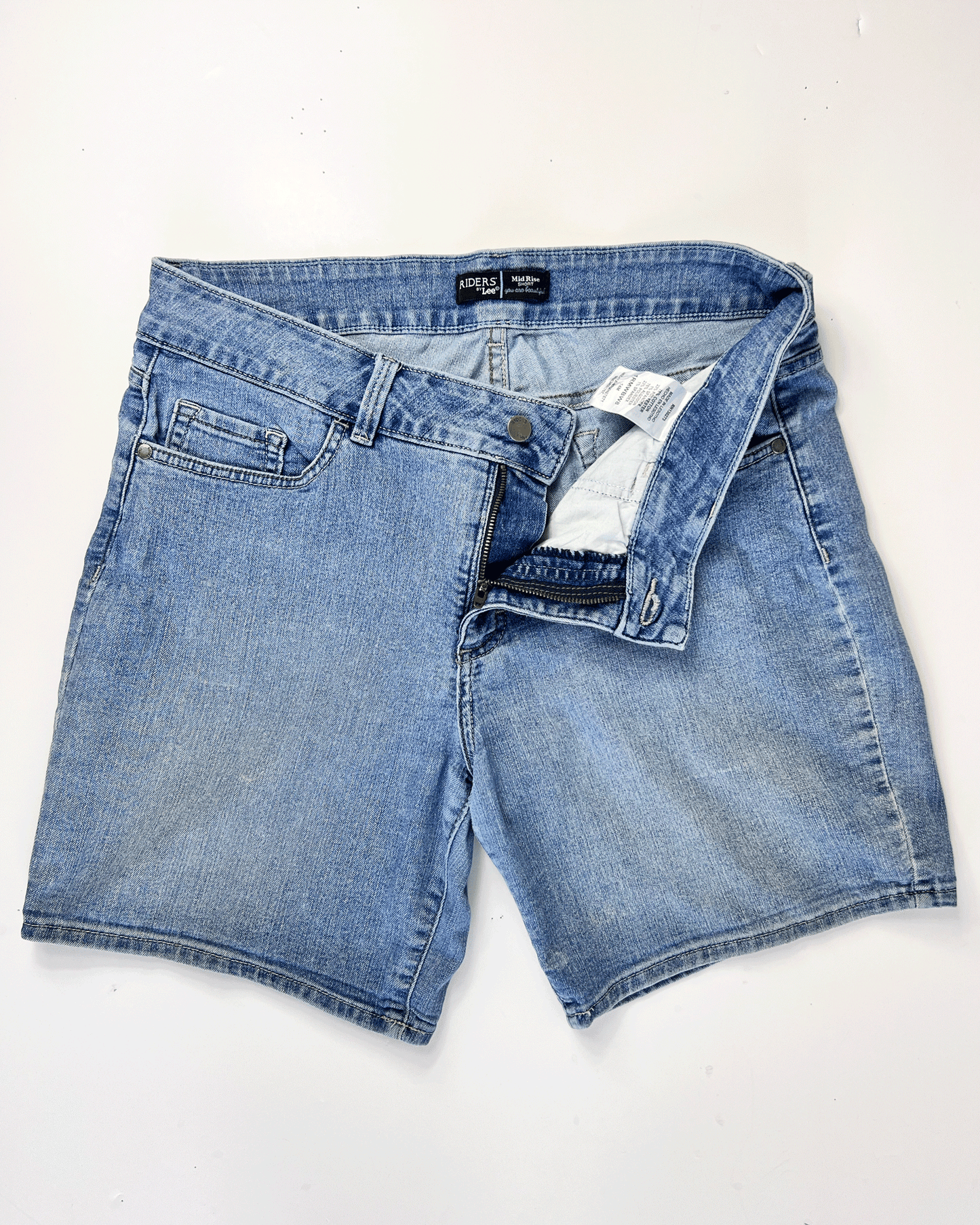 Lee Riders Light Blue 1990s Denim Midi Shorts - UK 14