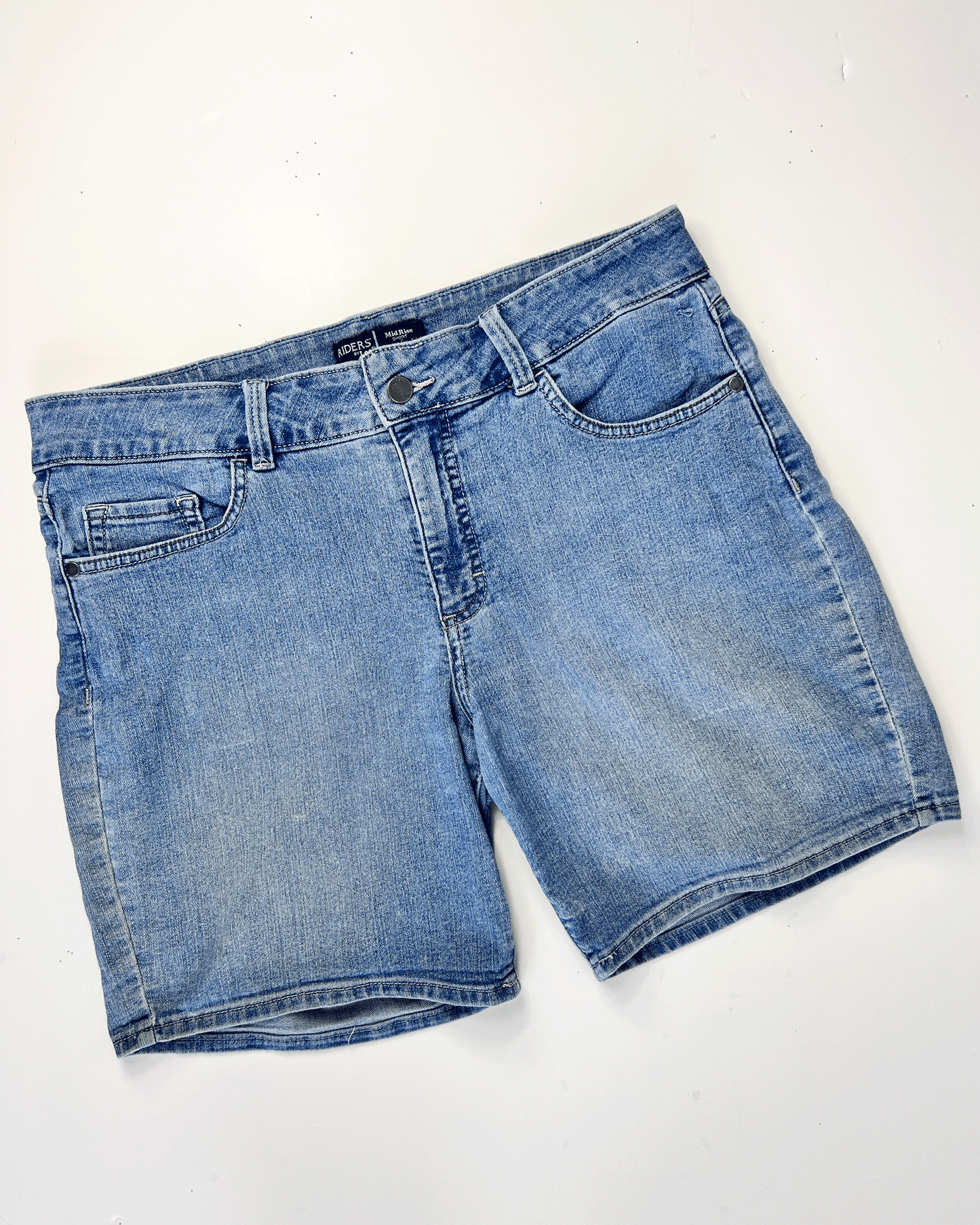 Lee Riders Light Blue 1990s Denim Midi Shorts - UK 14