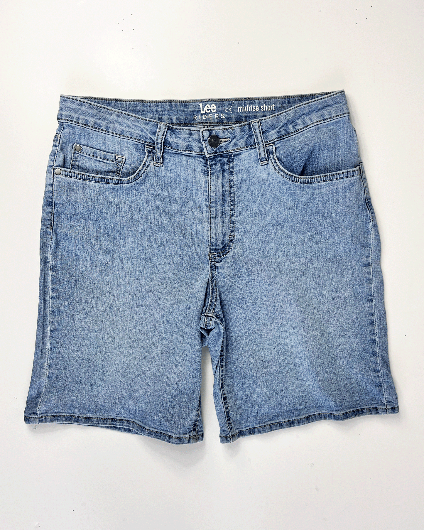 Lee Riders Light Blue Denim Midi Shorts - UK 12