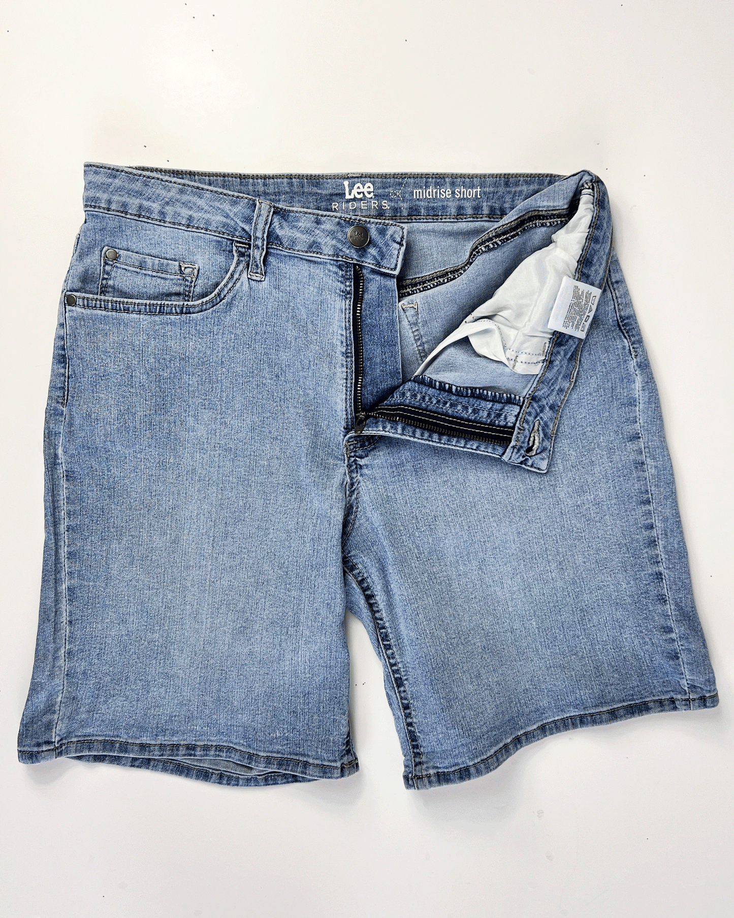 Lee Riders Light Blue Denim Midi Shorts - UK 12